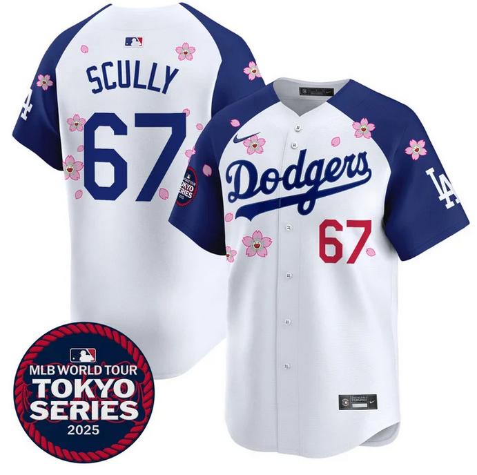 Men Los Angeles Dodgers #67 Scully Tokyo Series 2025 white Limited Stitched Jersey style 2